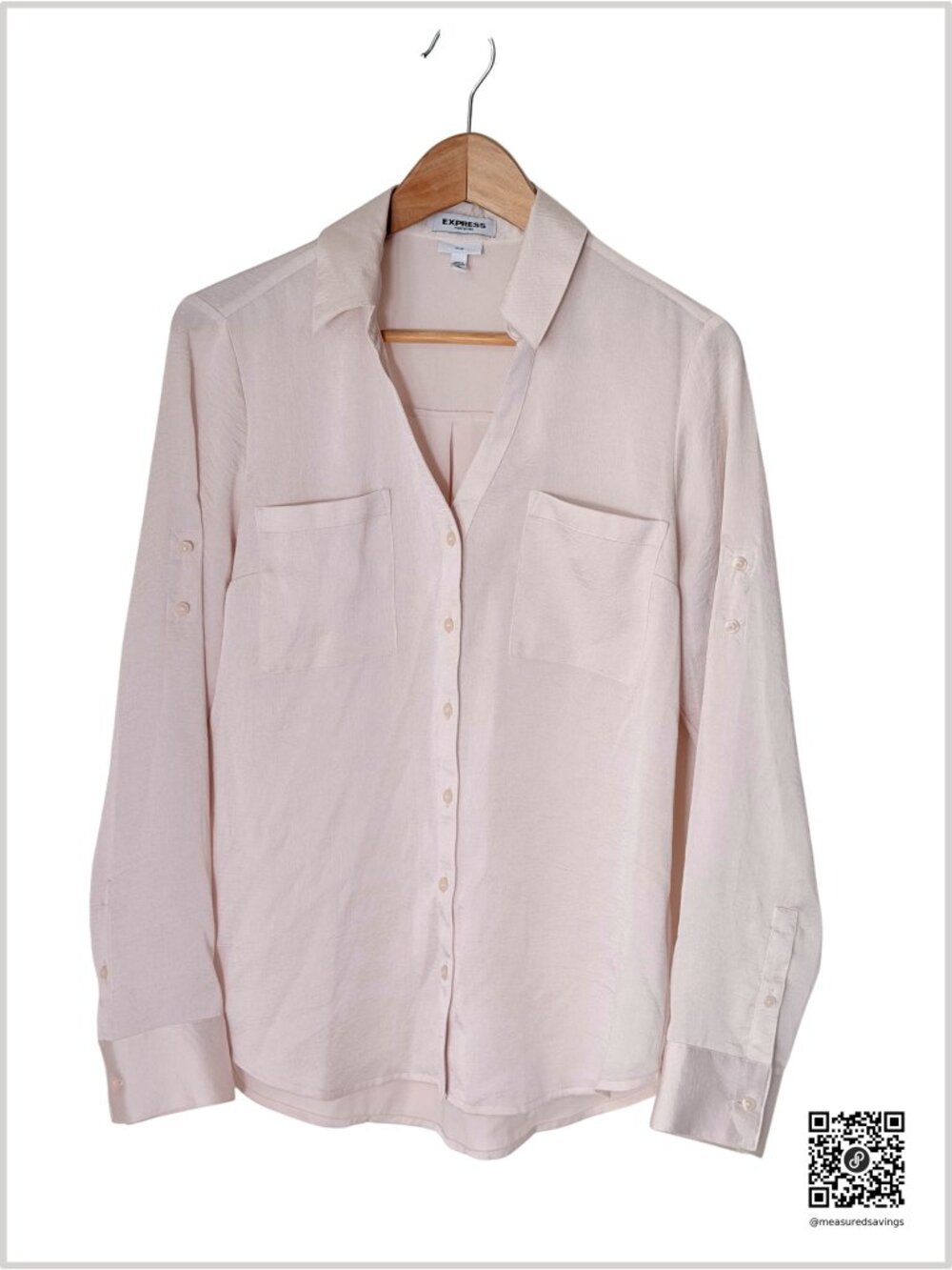 Medium (EUC) Express Slim Portofino Shirt - Light Pink - ID# 90240